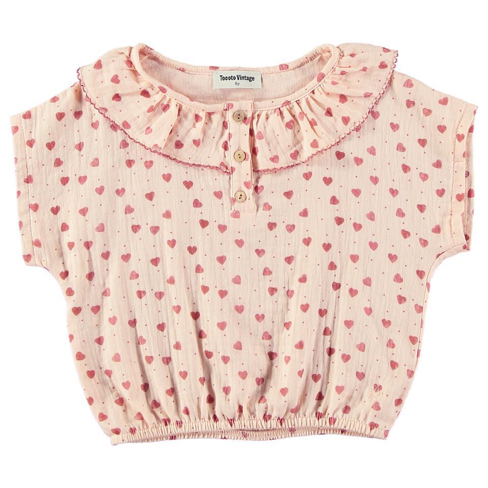 BLUSA KID MANGA CORTA ESTAMPADO CORAZONES