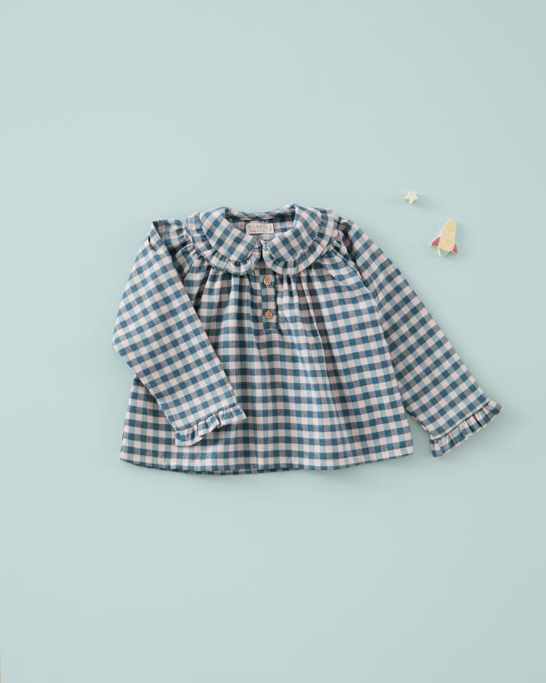 MC CAMISA NIÑA VOLANTITOS VICHY AZULES