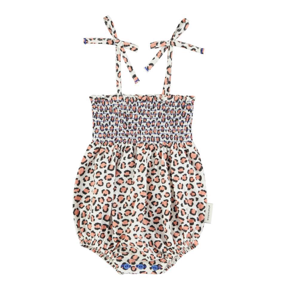 PIU BABY ROMPER ECRU ANIMAL PRINT