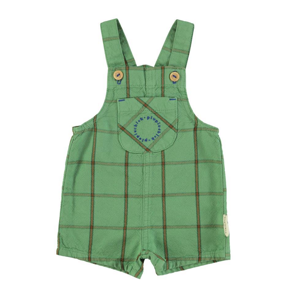 PIU BABY SHORT DUNGAREES GREEN CHECKERED