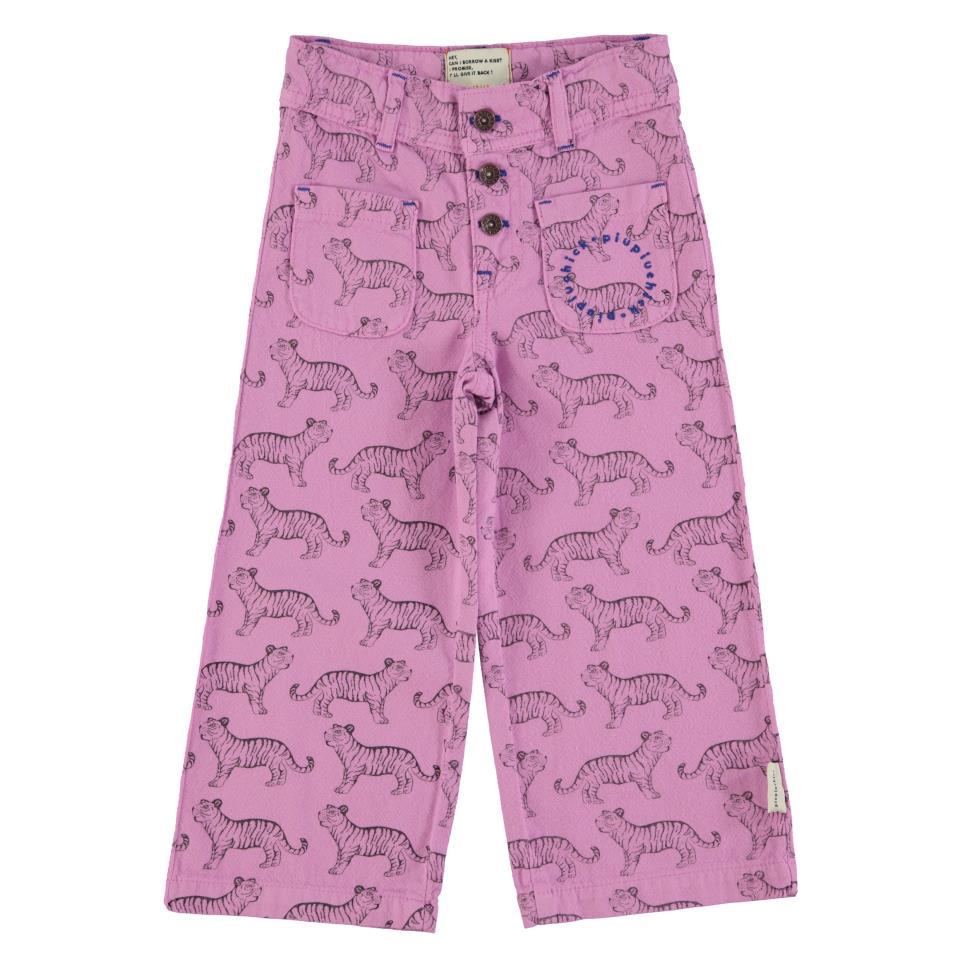PIU FLARE TROUSERS LAVENDER W BLACK TIGERS