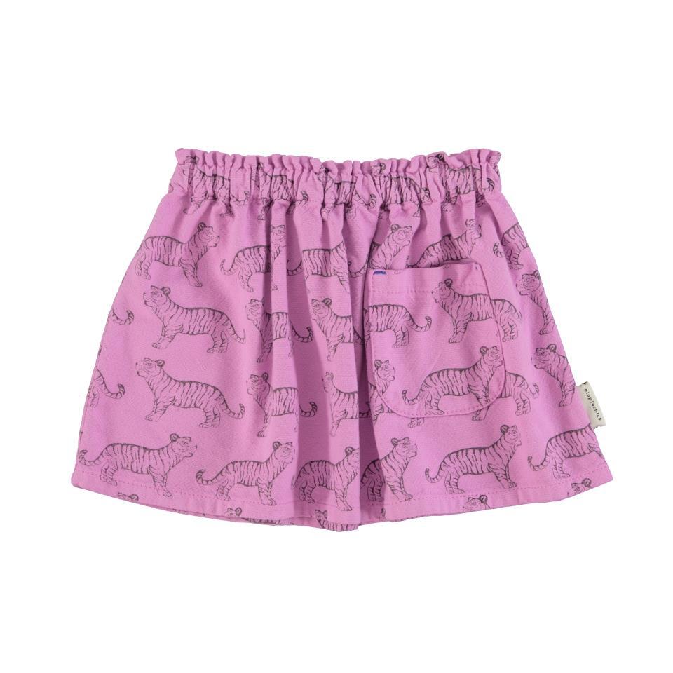 PIU SHORT SKIRT LAVENDER W BLACK TIGERS