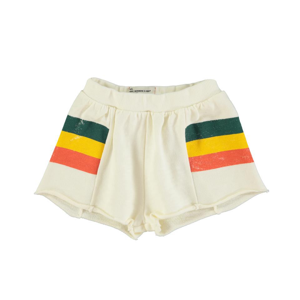 PIU SHORTS ECRU W MULTICOLOR STRIPES