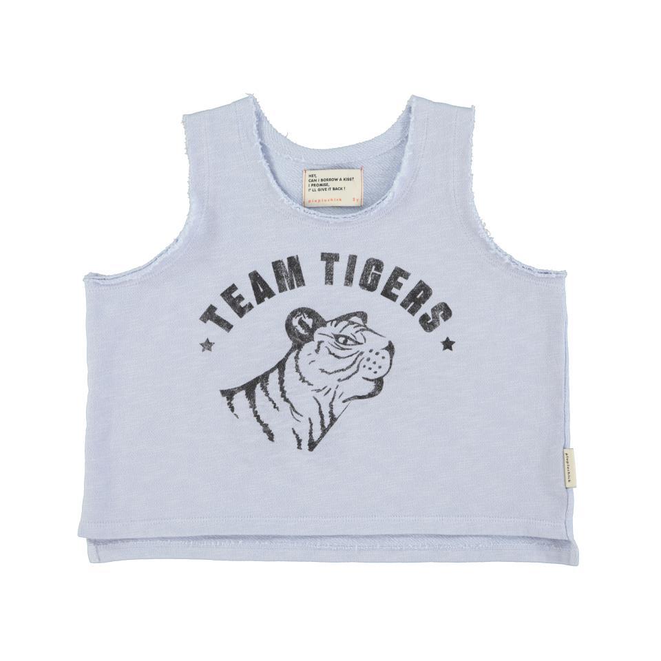 PIU SLEEVELESS TSHIRT LIGHT BLUE TIGER