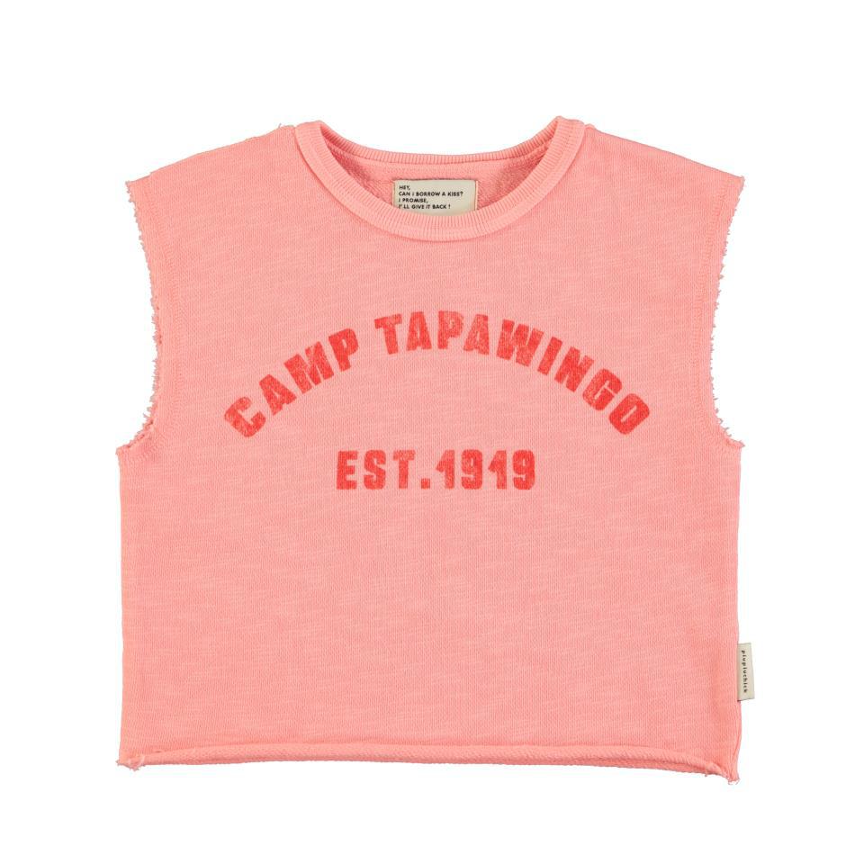 PIU SLEEVELESS TSHIRT PINK W CAMP TAPA