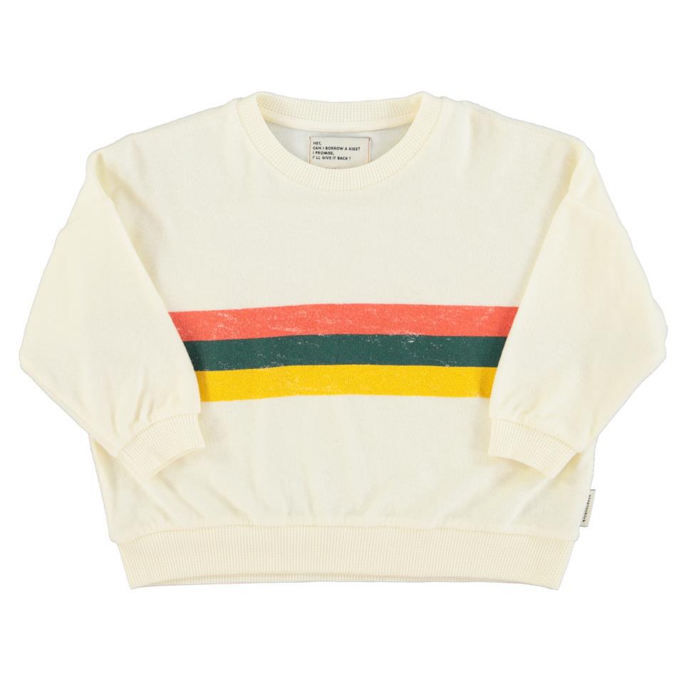 PIU SWEATSHIRT ECRU W MULTICOLOR STRIPES PRINT