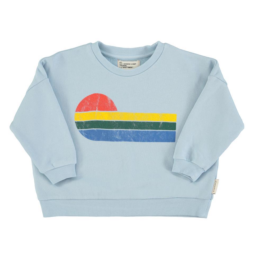 PIU SWEATSHIRT LIGHT BLUE W MULTICOLOR WAVE PRINT