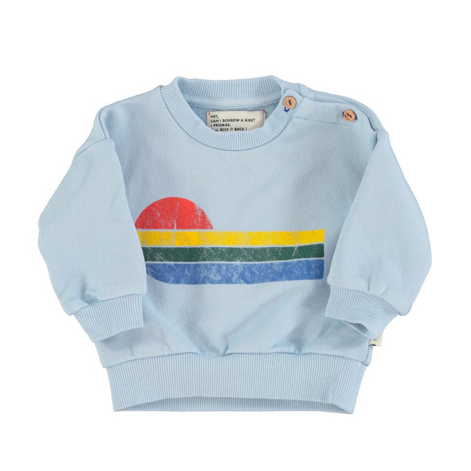 PIU SWEATSHIRT LIGHT BLUE W MULTICOLOR WAVE PRINT