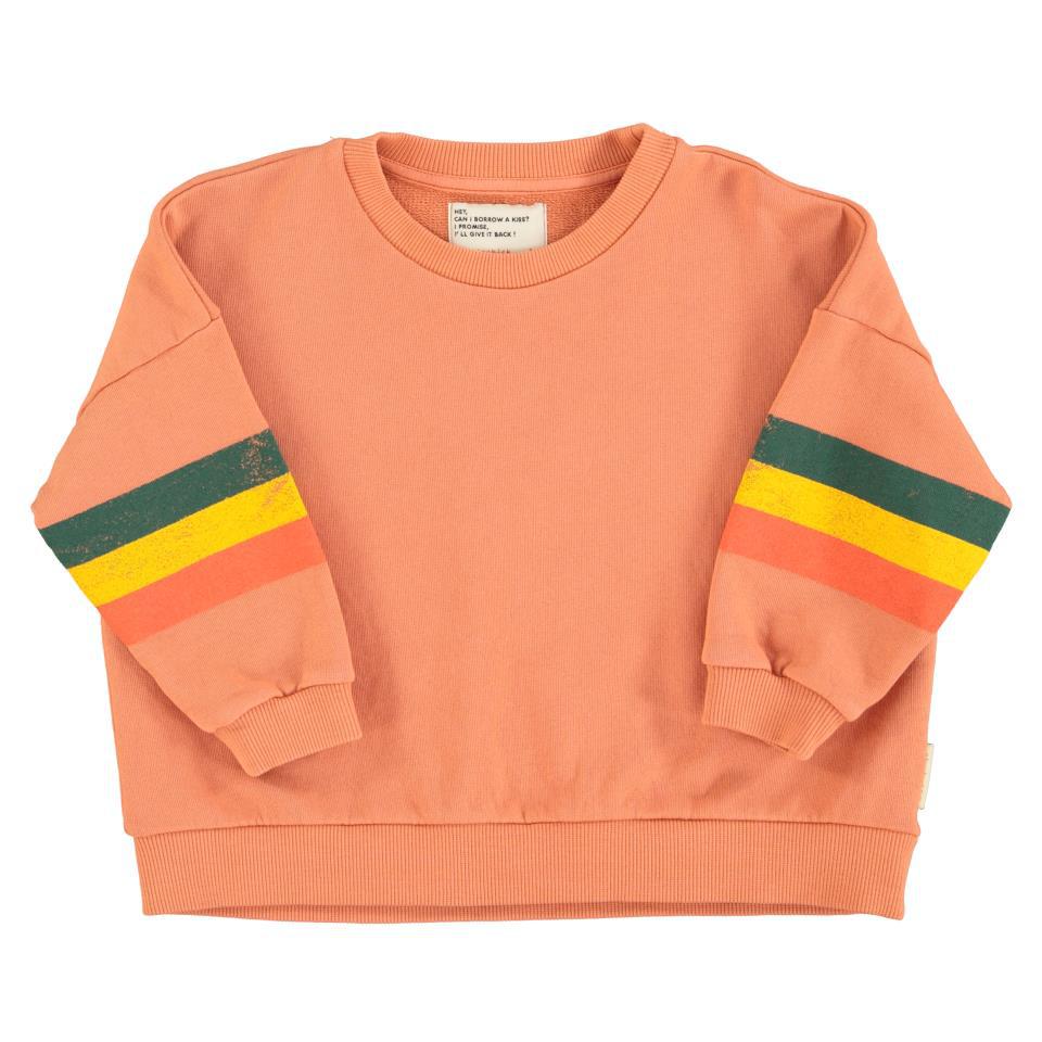 PIU SWEATSHIRT PEACH W MULTICOLOR STRIPES