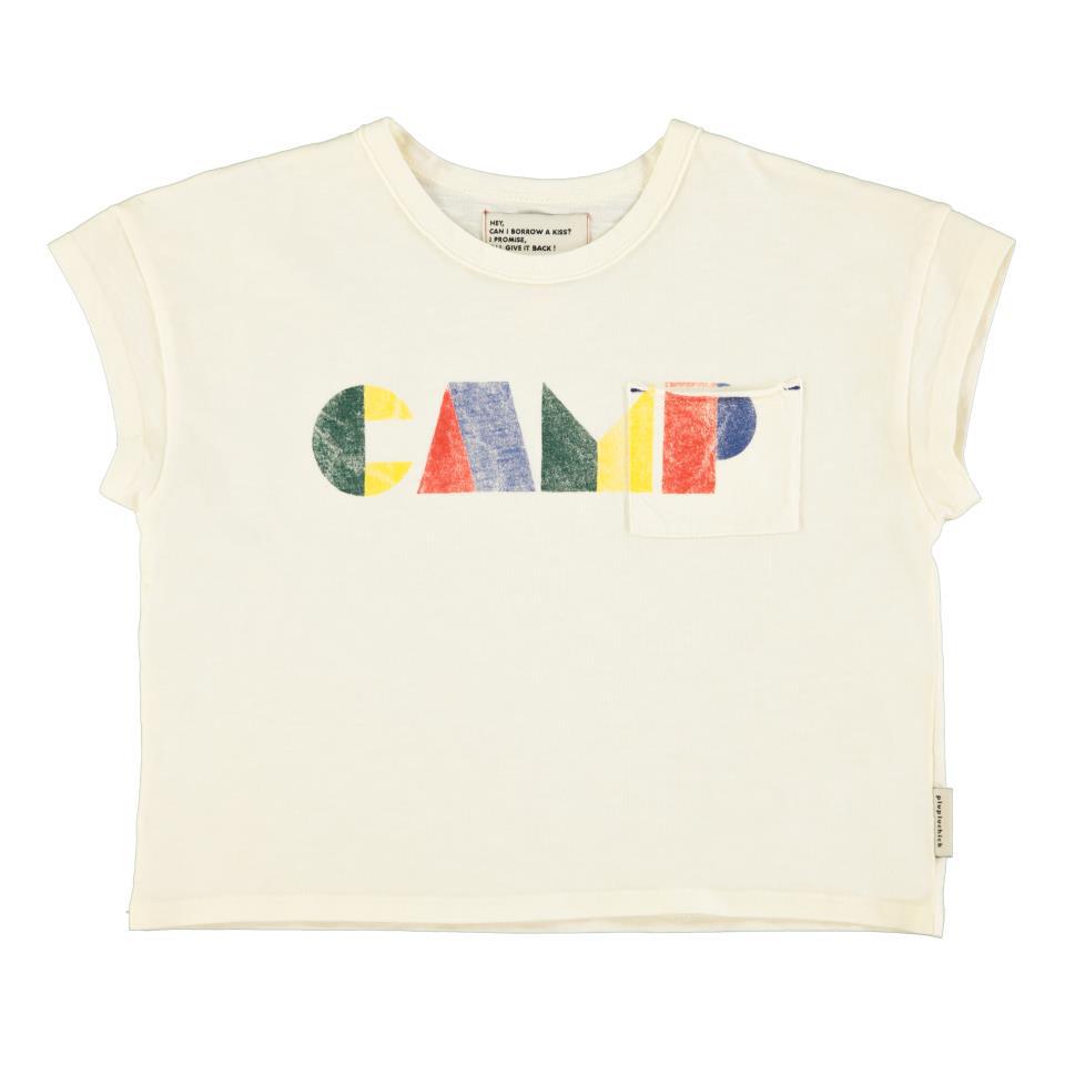 PIU TSHIRT ECRU W MULTICOLOR CAMP PRINT