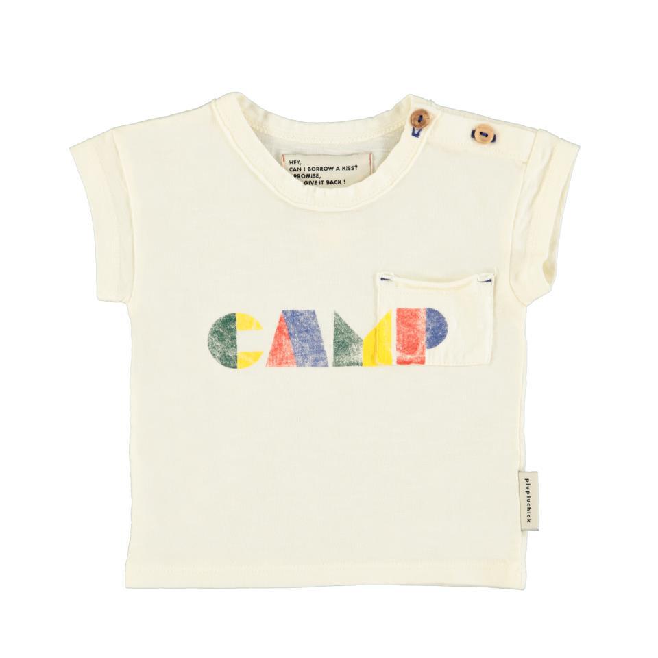 PIU TSHIRT ECRU W MULTICOLOR CAMP PRINT