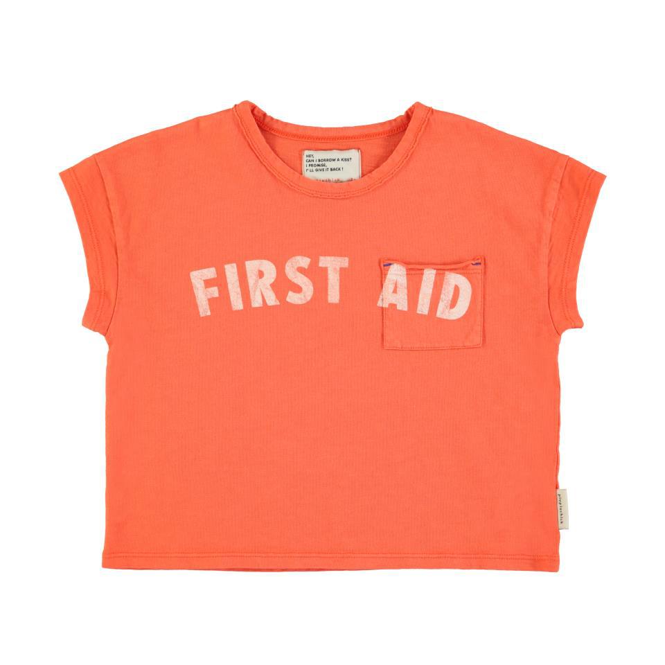 PIU TSHIRT ORANGE W FIRST AID PRINT
