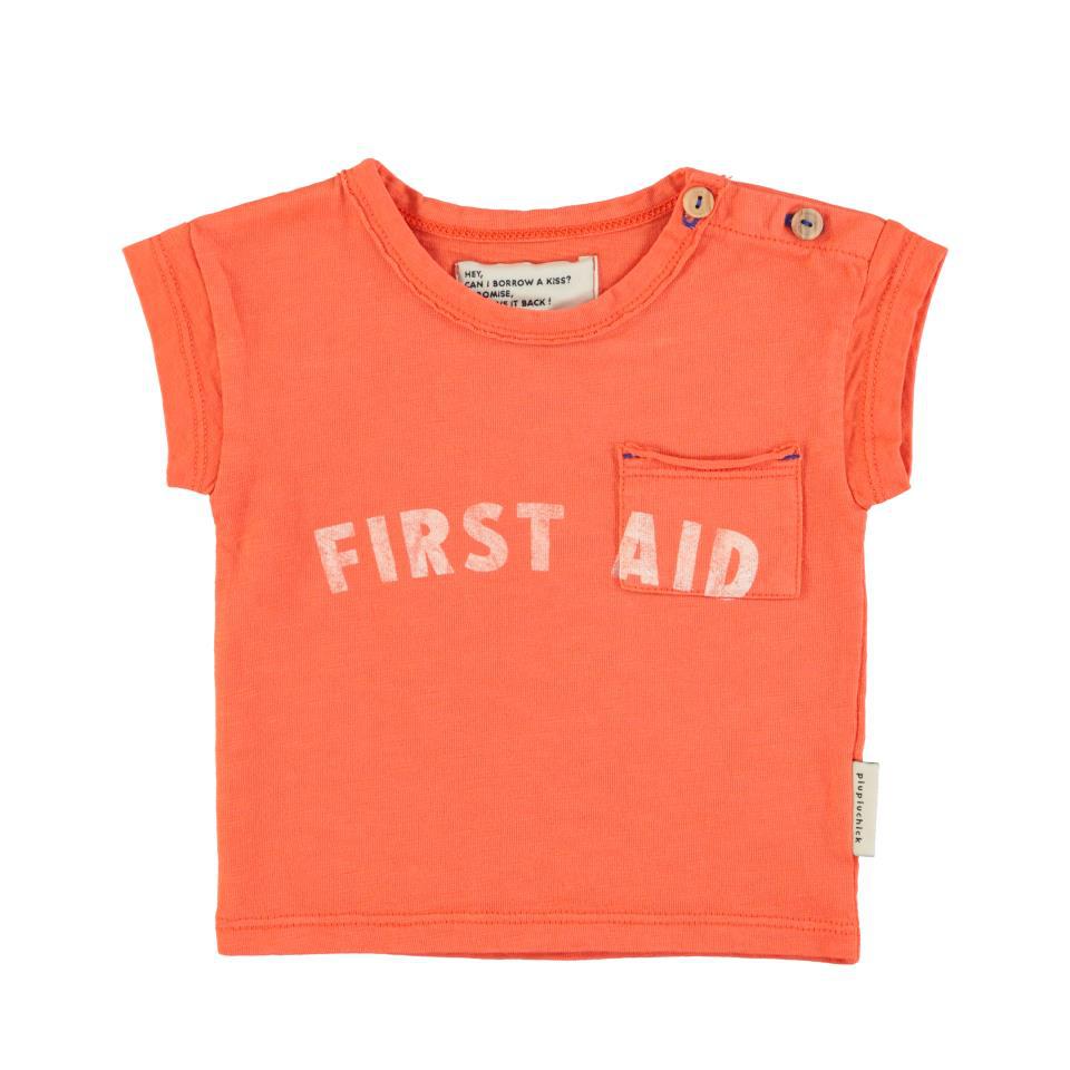 PIU TSHIRT ORANGE W FIRST AID PRINT