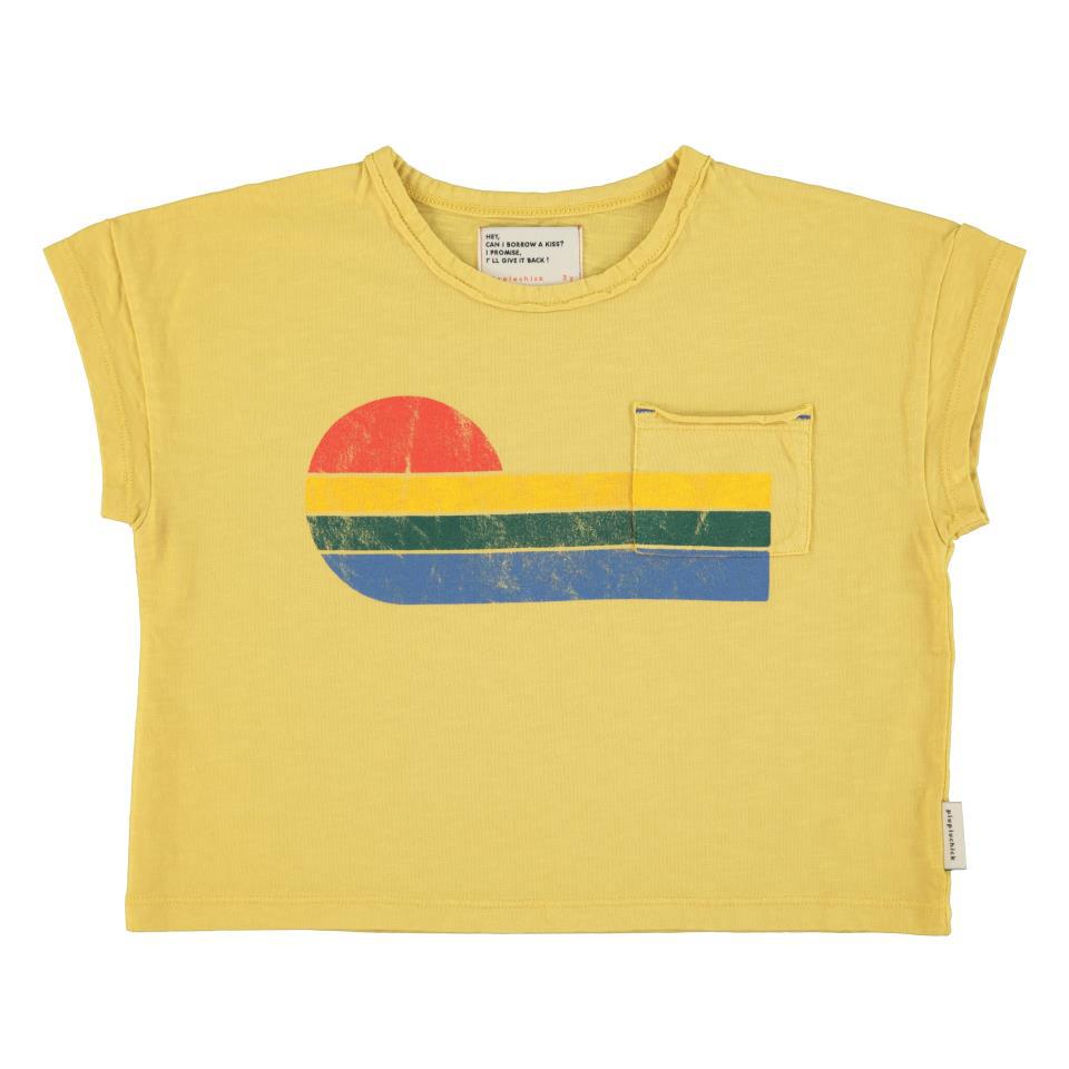 PIU TSHIRT YELLOW W MULTICOLOR WAVE PRINT