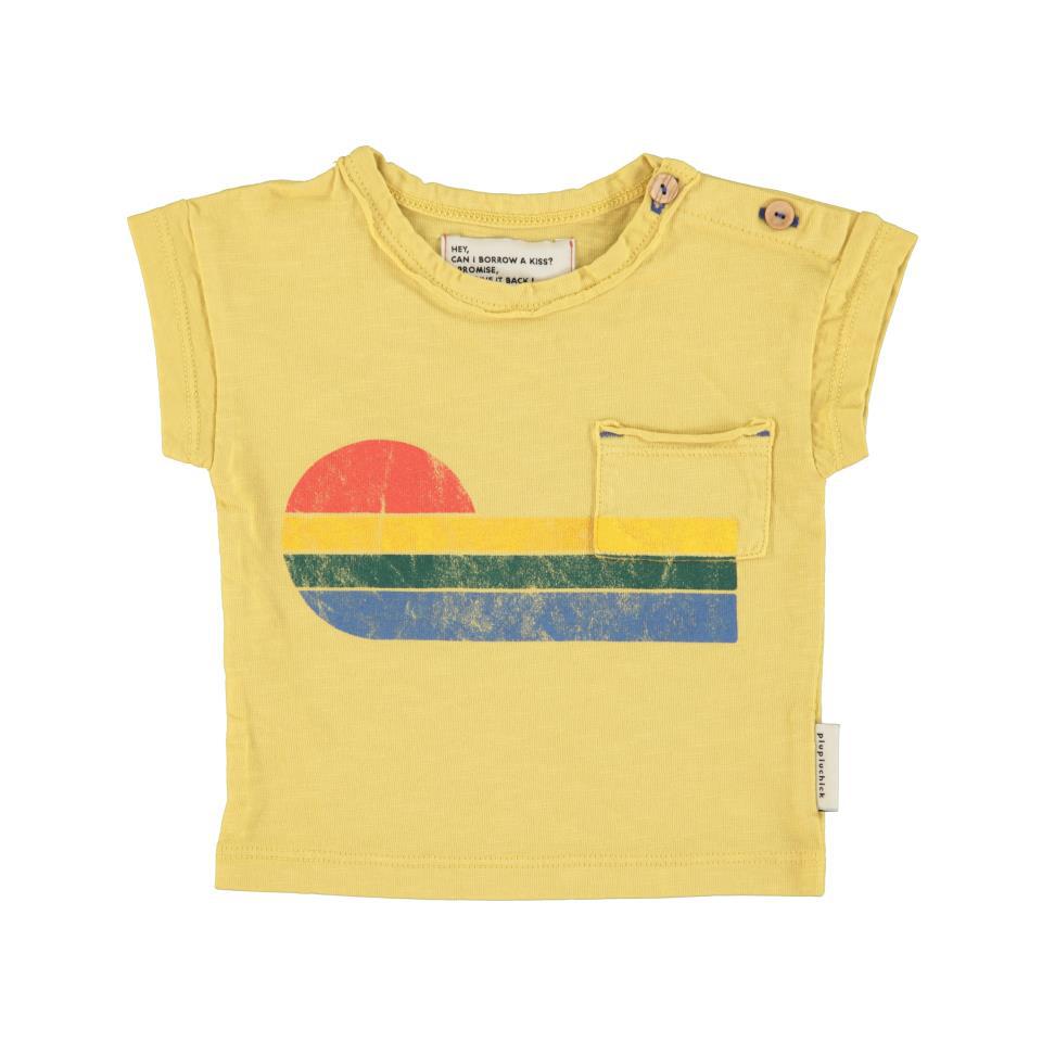 PIU TSHIRT YELLOW W MULTICOLOR WAVE PRINT