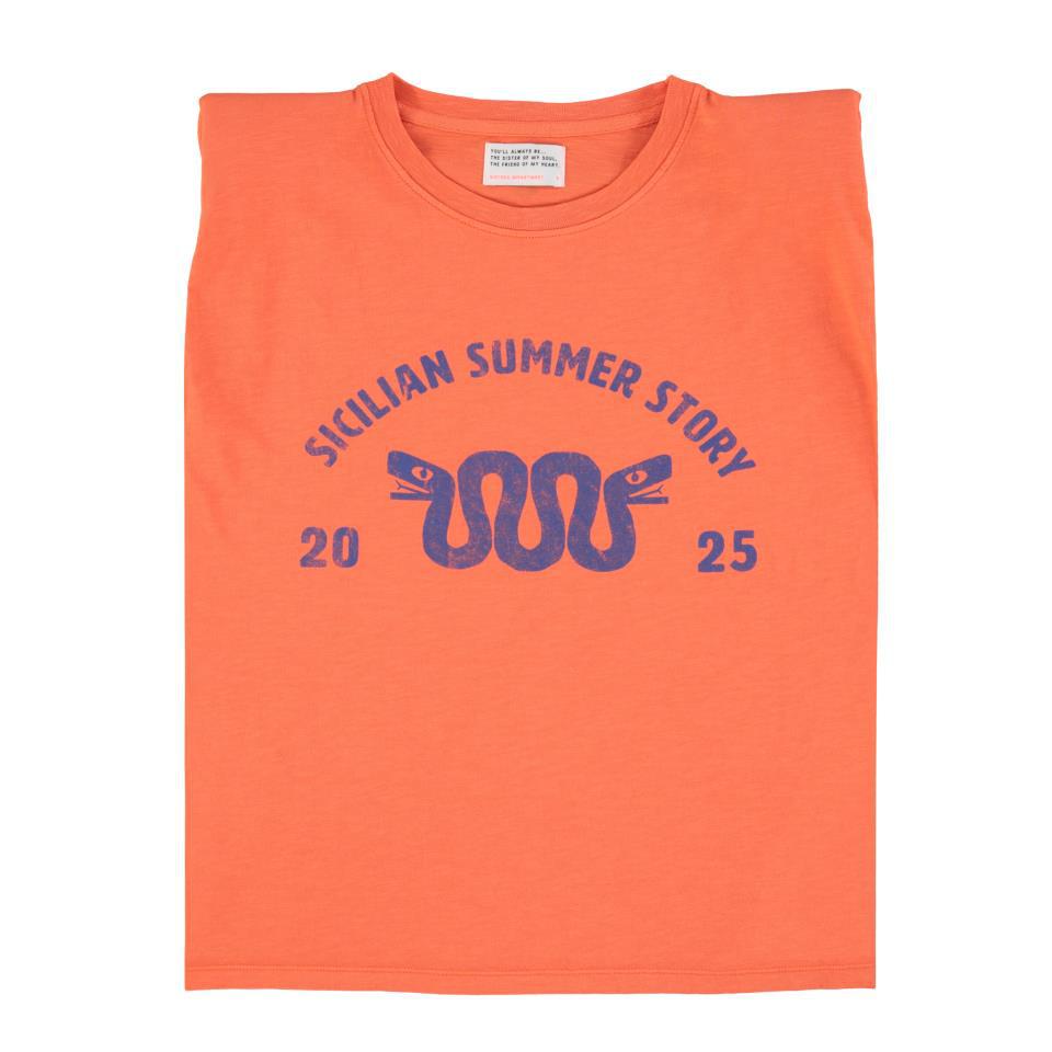 SISTERS SLEEVELESS TSHIRT W SHOULDER PADS ORANGE