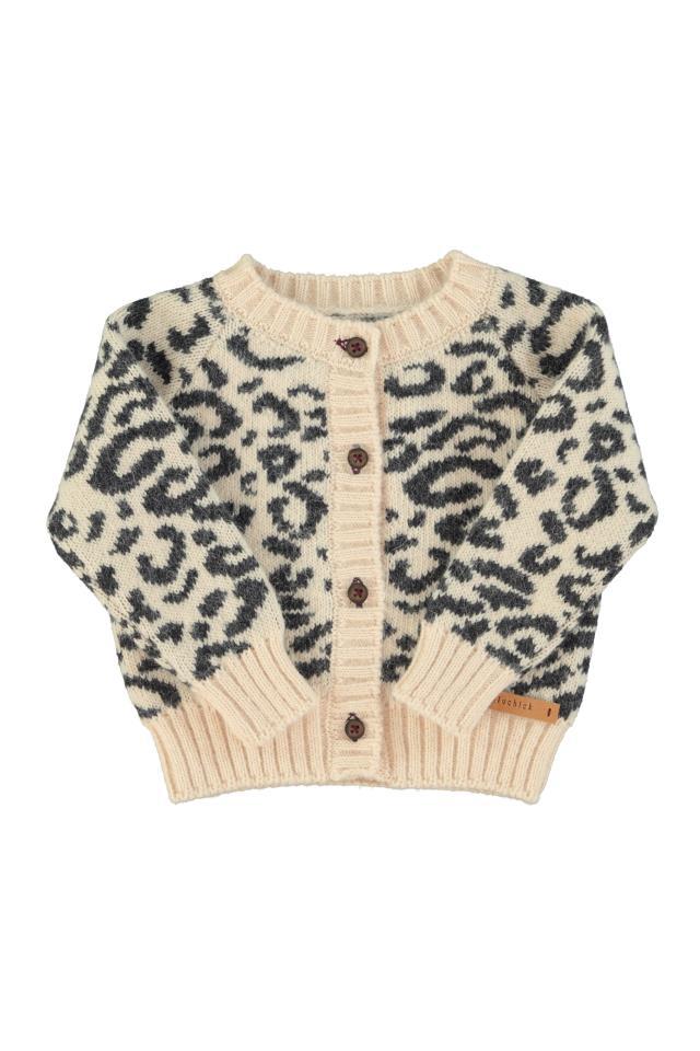 PIU KNITTED BABY CARDIGAN LIGH PINK W BLACK ANIMAL